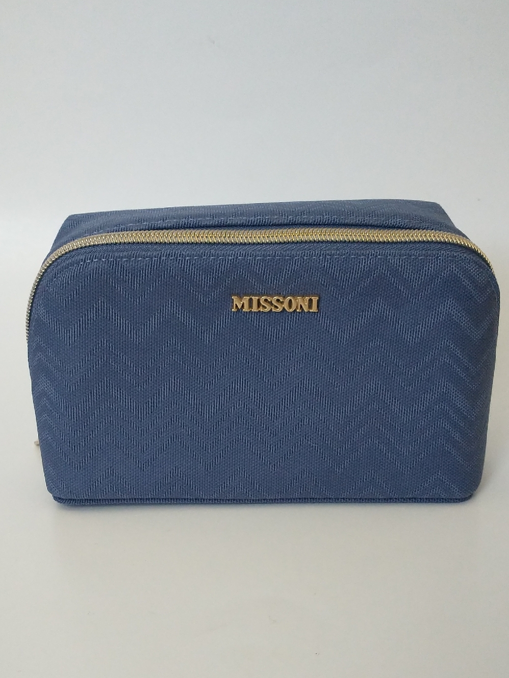 Missoni Blue Men's Toiletry Case with Gold Hardware